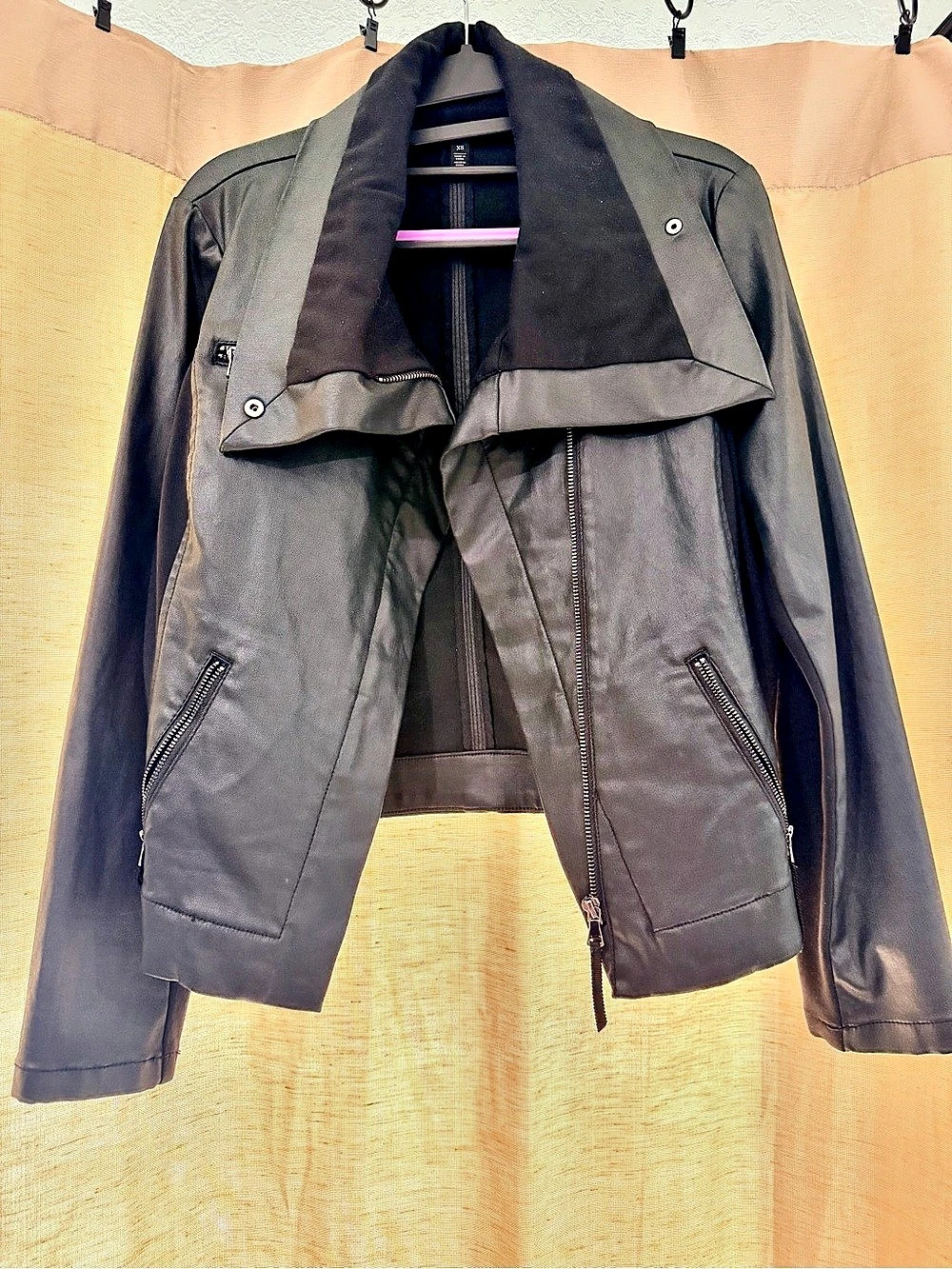 White House Black Market Coated Moto Jacket Black XS